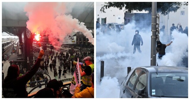 Во Франции протестующие захватили железнодорожный вокзал