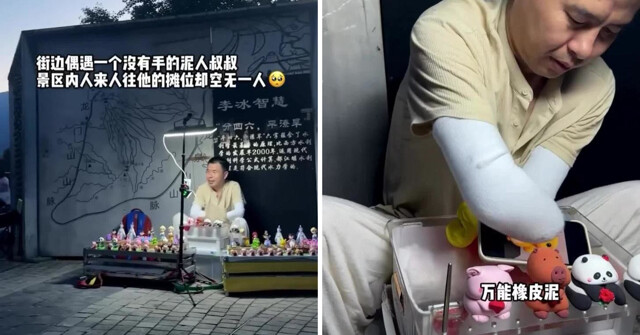 Китаец с ампутированными кистями стал популярен в сети благодаря глиняным фигуркам