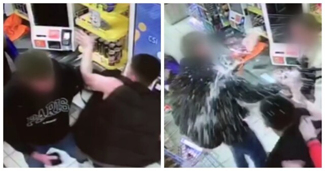 Драка в магазине: бутылка против миротворца