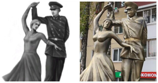 Власти Рязани отказались платить подрядчику за скульптурную композицию с нахимовцем и девушкой