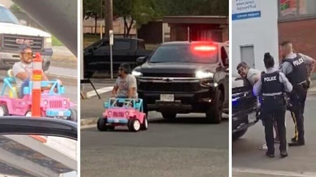 В Канаде задержали мужчину на игрушечном джипе