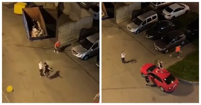 Питерский двор это лава: хулиганы прыгали по припаркованным машинам