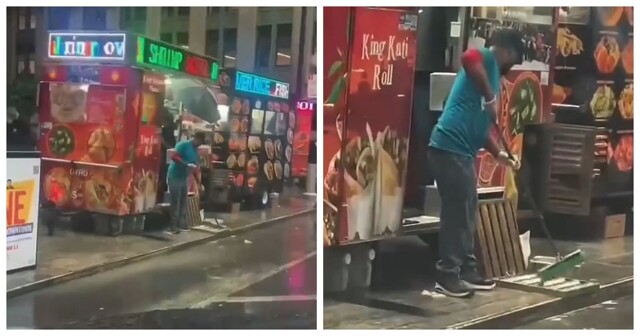 Мойка противня — прямо в луже