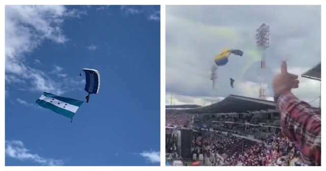 Показательное выступление парашютистов в Гондурасе