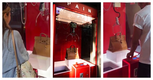 Игровой автомат "Хватайка" с дорогой сумкой, которую невозможно выиграть