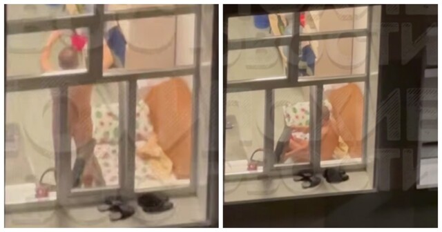 Мужчина примеряет стринги в лицее