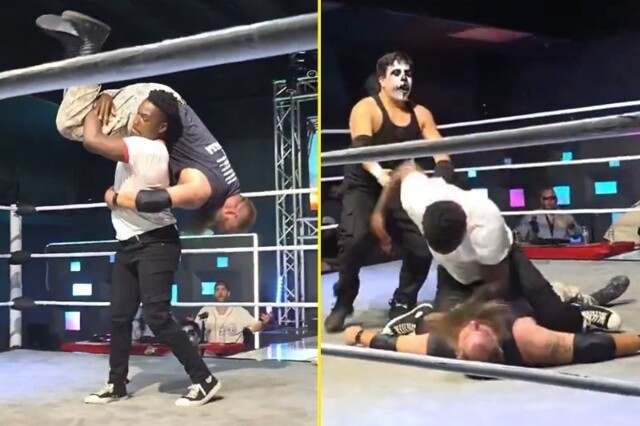 Сын бывшего чемпиона UFC неожиданно напал на рестлера и избил его