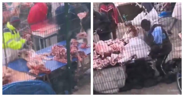 Уличный мясной рынок в пригороде Парижа