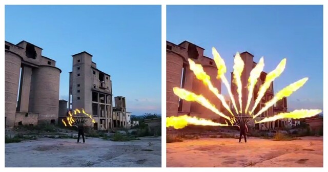 Китайский артист, который любит играть с огнём