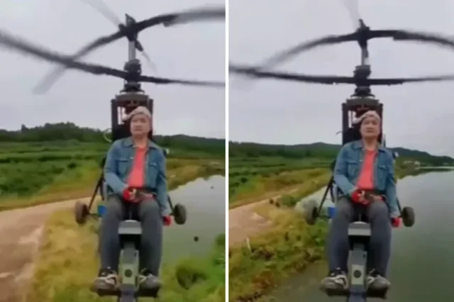 В Китае во время стрима разбился мужчина на самодельном винтовом аэроплане