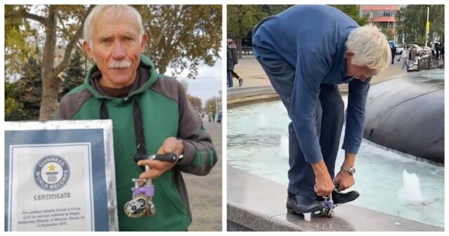 Краснодарец показал, как ездить на самом маленьком в мире велосипеде