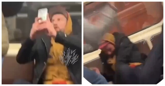 В питерском метро мужчина ради забавы начал снимать пассажиров на телефон, но получил ногой в лицо