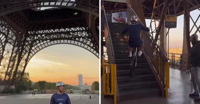 Француз установил новый мировой рекорд —  за 12 с половиной минут поднялся на Эйфелеву башню на велосипеде