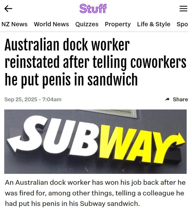 В Австралии портового рабочего восстановили на работе после увольнения