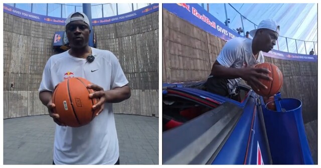 ️ Тренер по баскетболу забросил мяч в кольцо из машины, едущей по стене со скоростью 80 км/ч