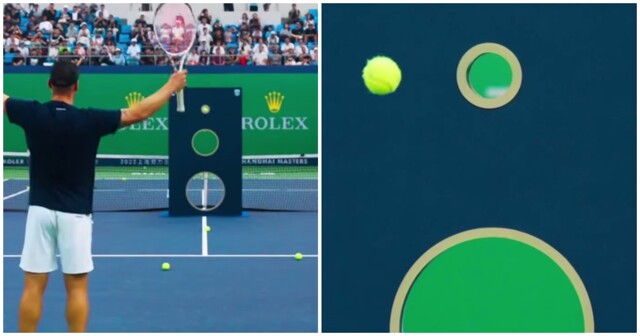 Теннисист порадовал зрителей отличным ударом