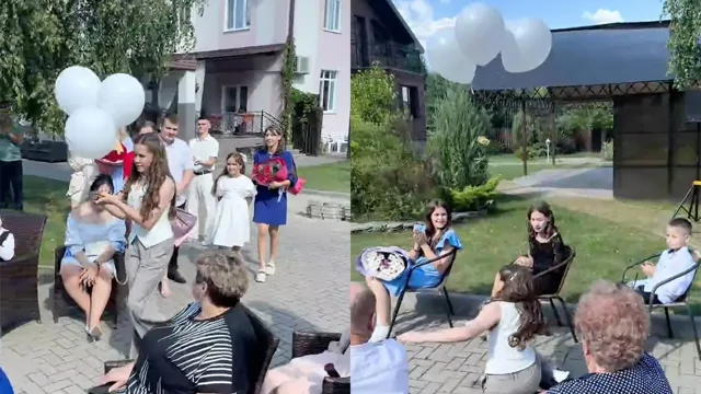 На свадьбе кольца улетели в небо вместе с воздушными шарами