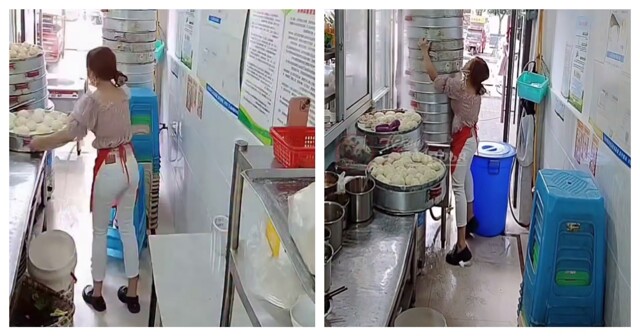 Владелица закусочной поднимает по 24 яруса паровых булочек за раз