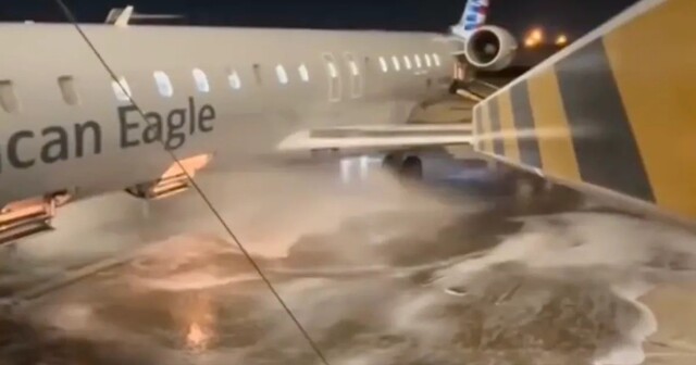 Работник аэропорта пытался заправить самолёт, но что-то пошло не так