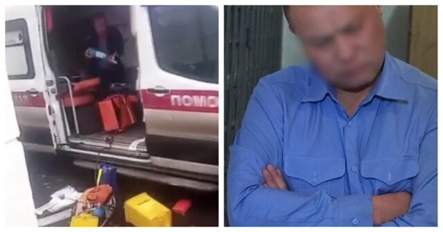 Буйный пациент разгромил автомобиль скорой помощи