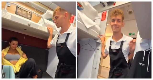 Девушки соблазняли проводника поезда