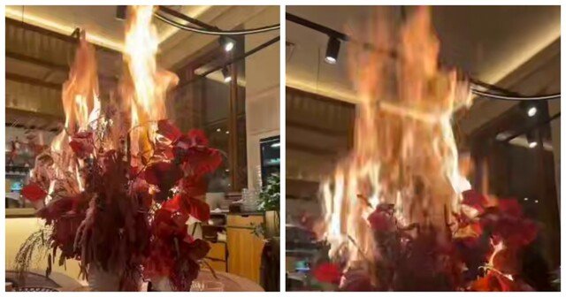 В ресторане Москвы загоревшийся букет приняли за часть шоу