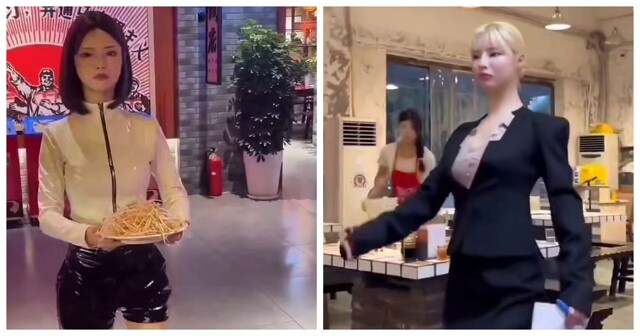 В одном из кафе официантки двигаются, словно роботы