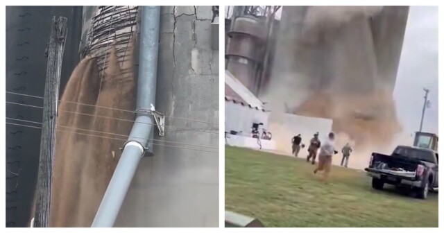 Обрушения силосной башни в американском городе