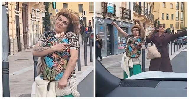 Музыка из машины превратила улицу Перпиньяна в танцпол