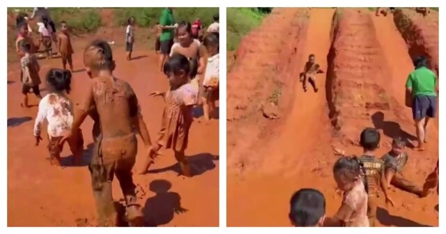 Китайский детский сад, в котором детям дают порезвиться в грязи