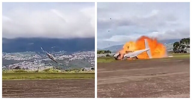 Крушение легкомоторного самолета в Венесуэле попало на видео