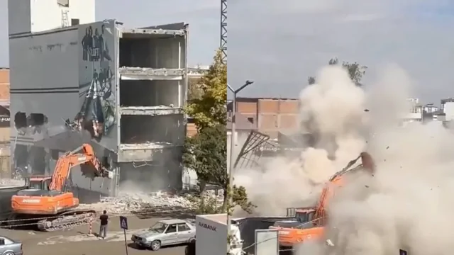 В Турции снос здания обернулся хаосом: обломки засыпали улицу