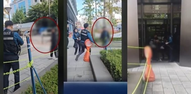 Пьяный мужчина с тесаком напал на полицейских в Корее