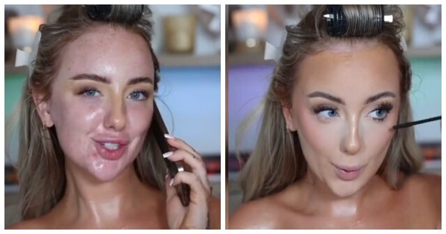 Девушка показала эффектное преображение с помощью макияжа