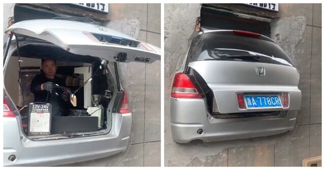 Кофейня, где автомобиль стал частью интерьера