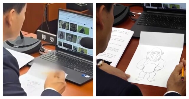 Корейский депутат рисовал гориллу на заседании парламента