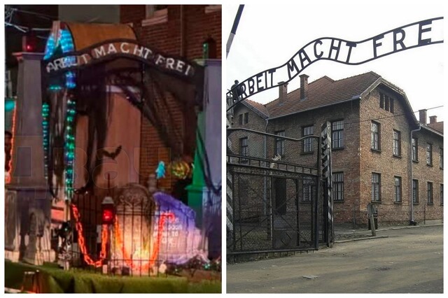 Католическая школа в Пенсильвании отметила Хэллоуин, использовав для оформления копию ворот в Аушвиц