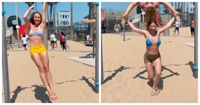 Две девушки впечатлили публику невероятной пластикой и выносливостью