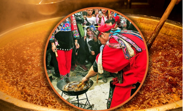 Суд по-китайски с помощью кипящего масла