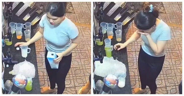 Когда руки не с того места: девушка устроила молочный хаос