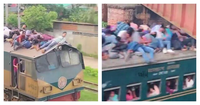 Отчаянные любители кататься на крыше поезда