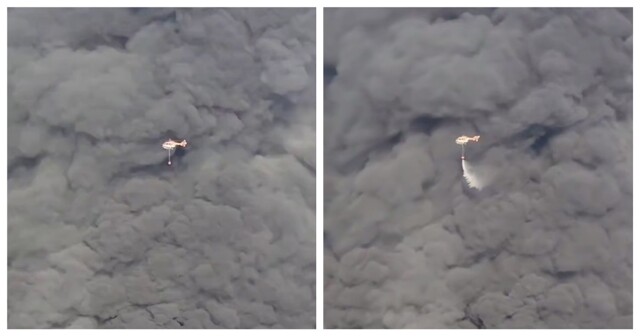 Вертолет тушит пожар в логистическом центре в Южной Корее