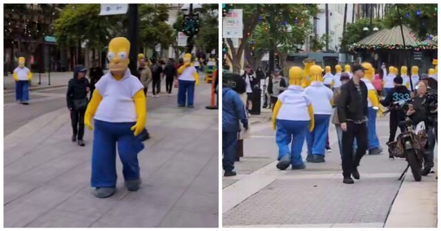 Гомеры Симпсоны заполонили улицу Санта-Моники