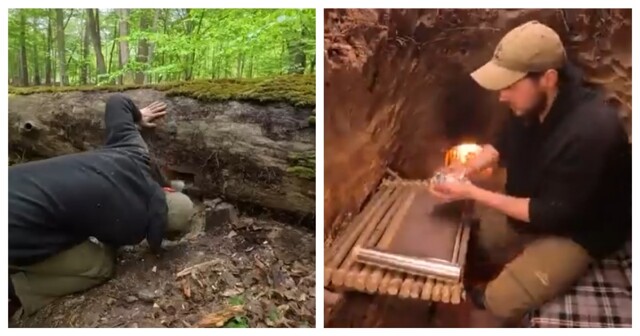 Временное жилище под упавшим деревом