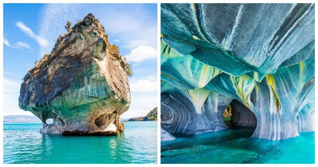 Мраморные соборы Чили, вырезанные озером в патагонских скалах