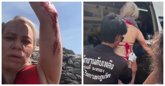 Девушка чудом выжила после удара о скалы во время шторма в Таиланде