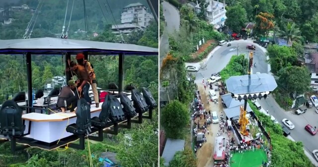 Экстремальный ужин в небе: из-за поломки крана семья зависла на высоте 45 метров