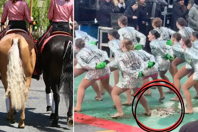 Танцоры на параде выступали прямо на конском навозе