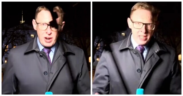 Журналист поймал падающее оборудование в прямом эфире