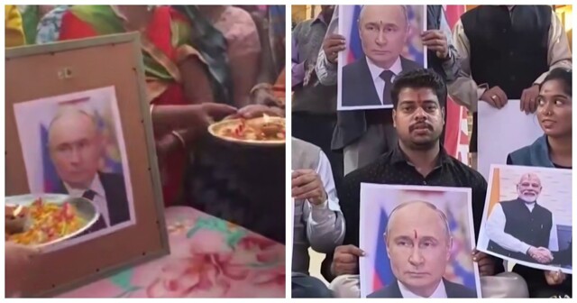 В преддверии визита президента России индийцы провели ритуалы почитания и благословления Путина